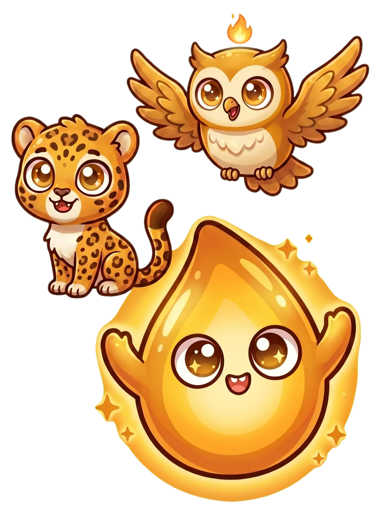 Aqui, Nawi, and Chispa — the CLARO mascot trio