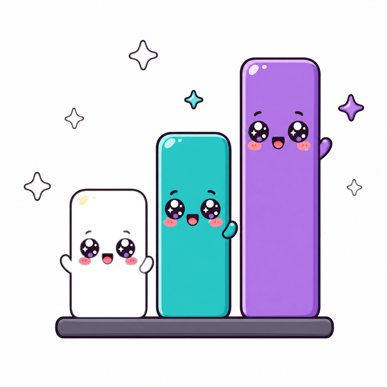 Kawaii bar chart characters